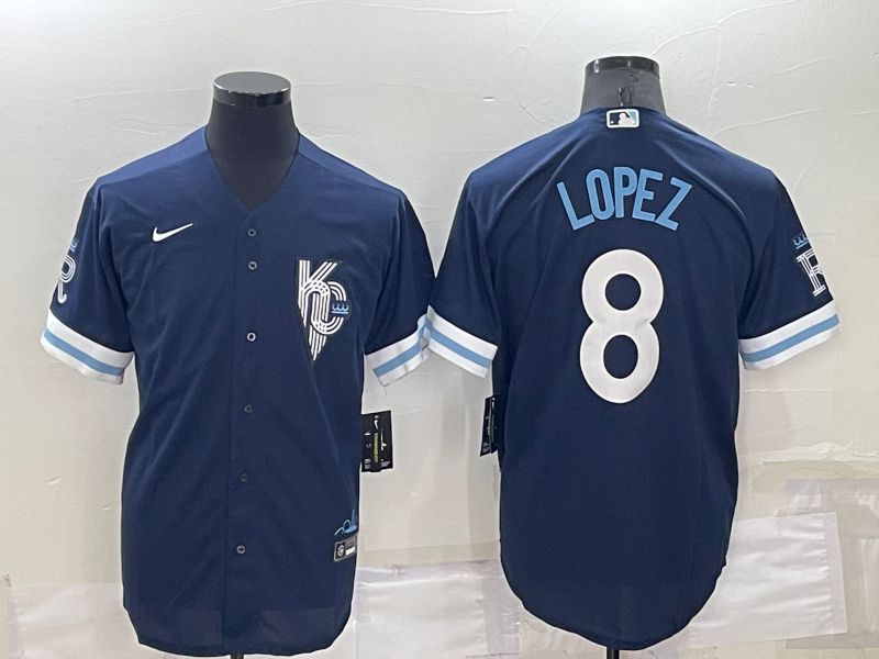 Men Kansas City Royals #8 Lopez Blue City Edition Game Nike 2022 MLB Jersey->nfl hats->Sports Caps